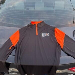 Flyers Black and Orange Quarter-Zip Pullover